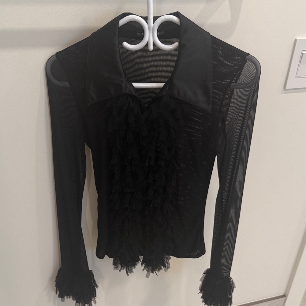 Elegant Black Ruffled Women's Top